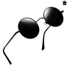 Retro round Polarized Sunglasses Circle Metal UV400 Protection E01