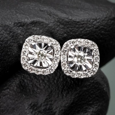 Lab Grown VVS Diamond White Gold 10K Miracle Set Square 0.25Ct Stud Earrings