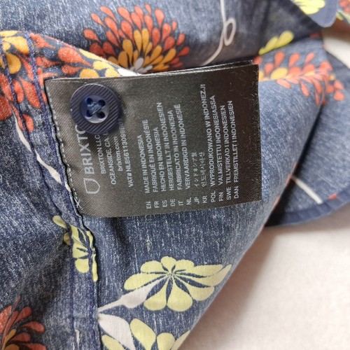 Brixton Hawaiian Shirt Lot Mens Large Charter Tropical Vacation Beach Blue & Tan - Picture 24 of 24