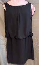 Scarlett Black Chiffon Beaded Shift Dress Sleeveless Women’s 8