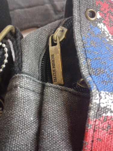 Robin Ruth Black With British Flag Canvas Messenger Crossbody Bag Shoulder Strap - Picture 3 of 8
