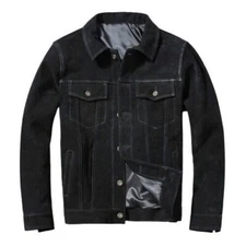 Men's Brown Suede Leather Jacket Trucker Style Biker Leather Shirt jacket