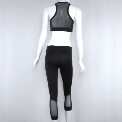 Ensemble Yoga Femme Noir T&D APPAREL – Soutien-gorge Et Pantalon En Mesh, Néo