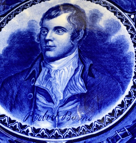Antique c1900 ROBERT BURNS Flow Blue Plate - Sampson Hancock & Sons Opaque China - Picture 2 of 4