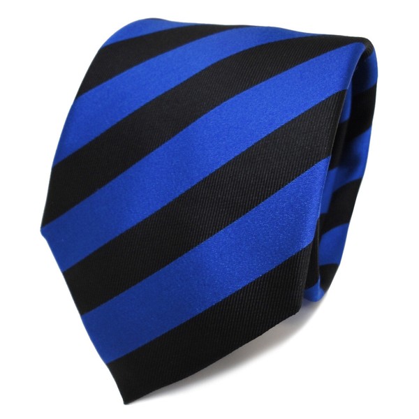 Tigertie Designer Seidenkrawatte Blau Marine Schwarz Gestreift-image