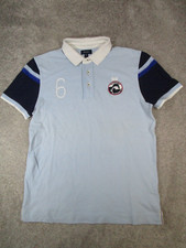 Faconnable Polo Shirt Mens Medium Blue White Cotton Golf 