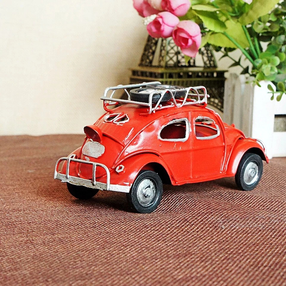 Reloj despertador vintage rústico de hierro metal coche modelo colección decoración del hogar Foto 4 de 4