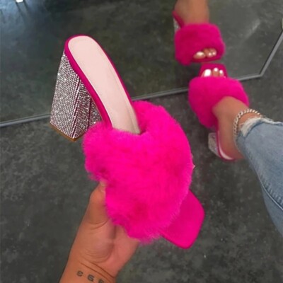 fur platform pumps