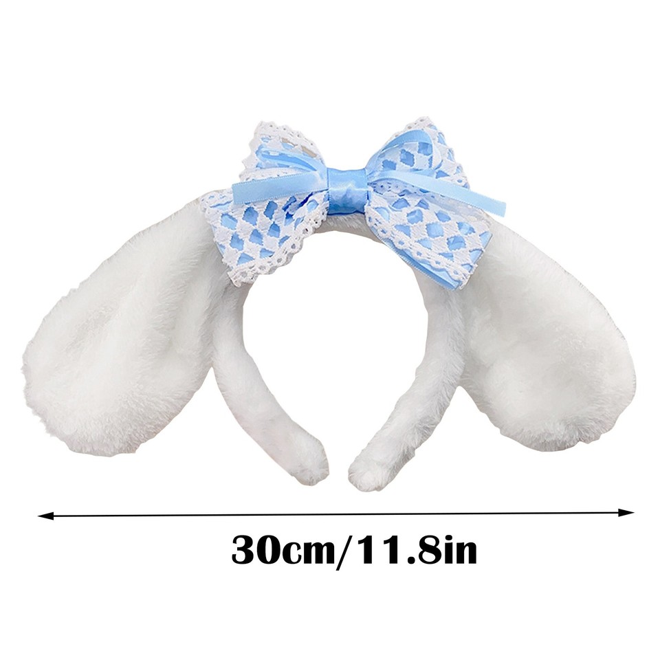 Rabbit Plush Ears Headband Rabbit Ears Bow Hair Hoop Furry Bunny Ear
