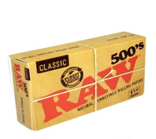 Raw 1 1/4 Rolling Papers Classic Unrefined 500 LVS/PK 500's *USA SHIPPED*