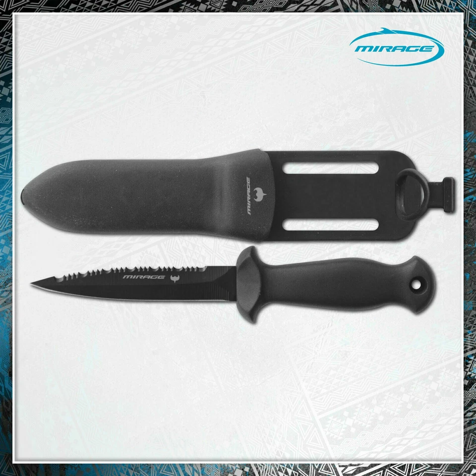 MIRAGE Rayzor Submariner Knife Dagger Spearfishing Scuba Diving Black - image 2 of 2