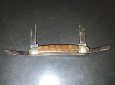 Vintage Cattaraugus Congress 4 Blade Pocket Knife Brown Bone