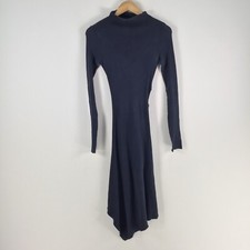 Viktoria Woods womens bodycon dress size 8 navy blue midi stretch cotton 099528