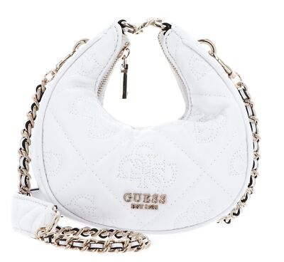 GUESS Marieke Mini Hobo Bag Umhängetasche Tasche White Logo weiß Neu