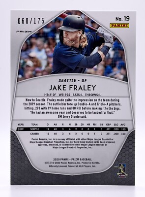 2020 Panini Prizm - Jake Fraley #19 Blue Mojo Prizm /175 (RC) for
