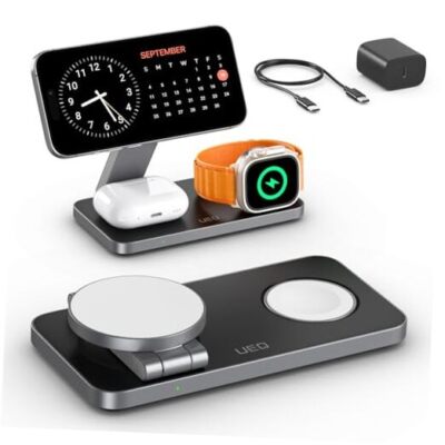 Foldable 3 in 1 Wireless Charging Station for Apple Compatible with Black