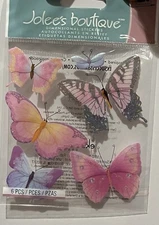 Jolee's Boutique- Pink Purple Glitter Butterflies - Dimensional Autocollant -6pc