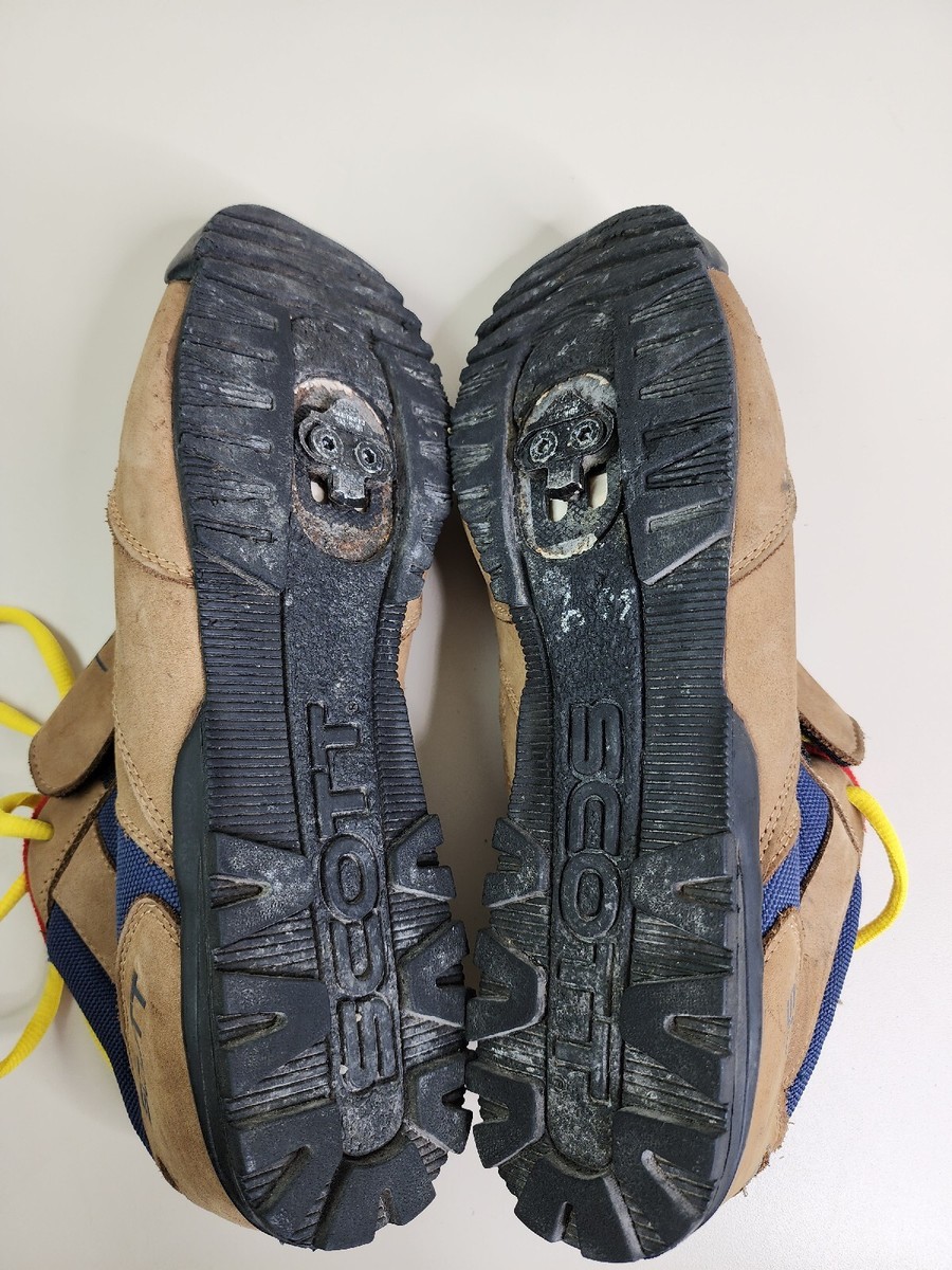 VTG Scott OverRock Cycling Shoes Mens Size 8.25 Brown Blue Suede Mountain Biking Vtg scott mens 12.5 -over rock- mountain cycling shoes suede  main image 2