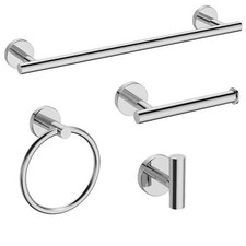 Polished Chrome Bathroom Accessories Set 18inch Towel Bar Set Wall Mounted Durab