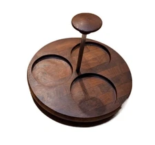 Vintage Handcrafted Wooden Condiment Tray/Server Siamese Teak Atapco Hong Kong