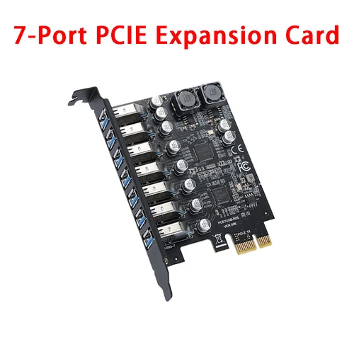 1Pcs 7-Port PCIE Expansion Card PCIE To USB3.2 Expansion Card 5Gbps GEN1 for PC