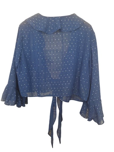 Women's Dress Barn Shrug Topper Cardigan 3X Blue Sparkle Sheer Ruffle Dressy USA - Bild 2 von 8