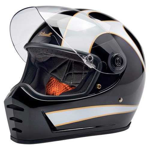 Lane Splitter ECE R22.06 Helmet - Gloss Black / Gloss White Flames - Picture 4 of 27