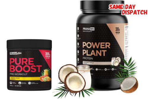 PRANA ON POWER PLANT VEGAN PROTEIN 1.2KG + PURE BOOST PRE WORKOUT 300G AND & - Picture 17 of 23