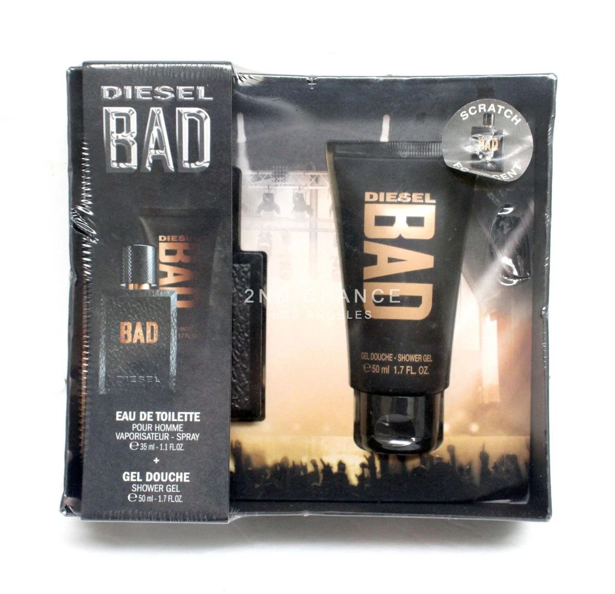 New Diesel BAD Eau De Toilette Spray 1.1 fl oz Shower Gel 1.7 fl
