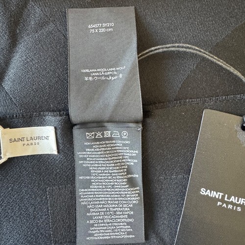 Saint Laurent YSL Monogram Scarf in 100% Wool Jacquard Black HUGE Logo Large NWT - Picture 10 of 13