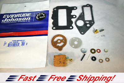 New Johnson Evinrude OEM Outboard 9.5 Carb Kit w Float 382048 BRP/OMC Carburetor