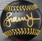 Andruw Jones Autographed Black Baseball Beckett Witnessed