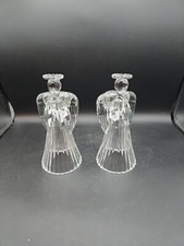 Pair Angel Candle Holders, ‘90s Collectible Christmas Classics, Crystal Glass