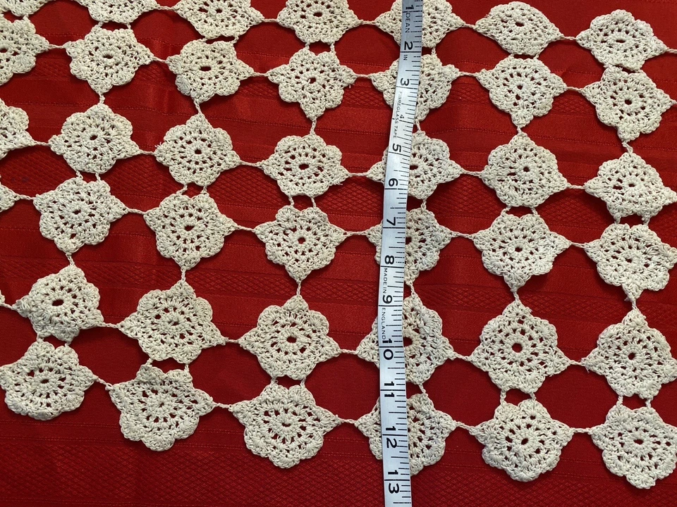 Table Runner Crochet In Cream Cotton BOHO Handmade - Image 3 of 4