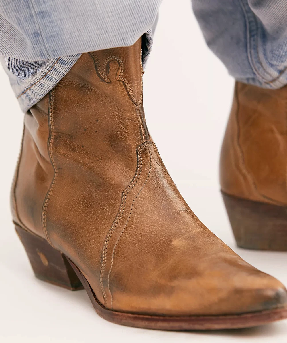 FREE PEOPLE New Frontier Western Boot Distressed Tan