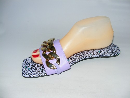 Picnicfun Women Size 11 M Lavender Flats Slides Sandals Faux Leather Shoes - Picture 5 of 12