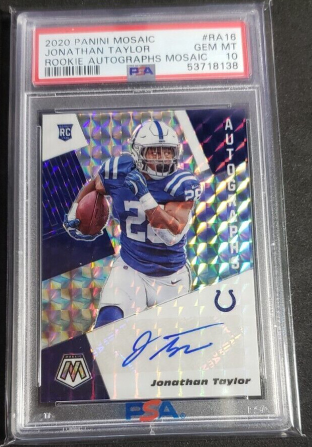 2020 Panini Mosaic Jonathan Taylor Rookie Autographs Mosaic #RA16 PSA 10