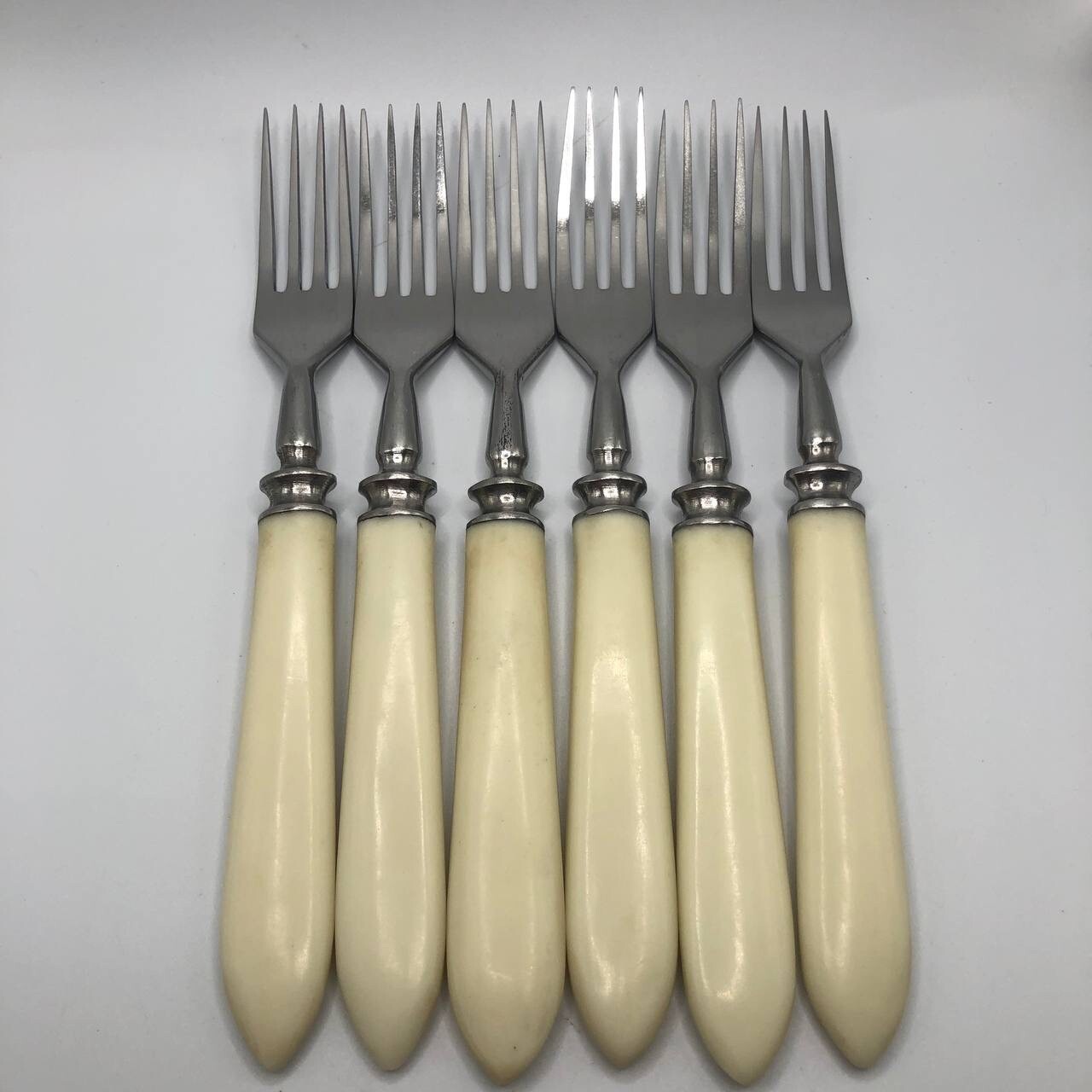 Vintage Soviet Era Stainless steel Bakelite Handle Forks Dinner Set 6 Pcs