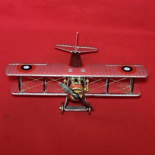 Vintage Japan Metal Die Cast Bi Wing Military Airplane - Picture 9 of 12