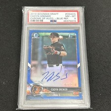 2018 Bowman Draft Chrome Cadyn Grenier 1st Blue Auto /150 PSA 8