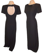 Dress, Adrianna Papell, Evening Black Matte-Shiny open-Back long, 6