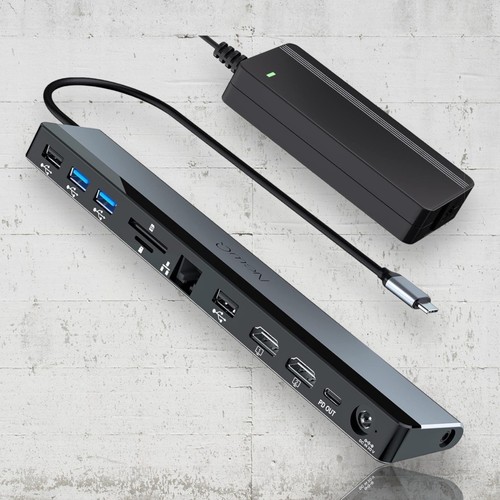 USB C Docking Station Dual Monitor w/ 96W Power Adapter | News 12 In 1 |NQ-DK-02 - 第 1/12 張圖片