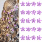 Rhinestone Decorative Hair Accessories: 20 Cute Mini Flower Hair Clips Purple