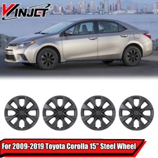 4pcs 15inch Black Hub Caps Full Rim Wheel Covers For 2009-2019 Toyota Corolla