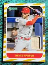 BRYCE HARPER Phillies 2021 Donruss Retro 1987 Materials Gold #87M-BH Bat 18/25