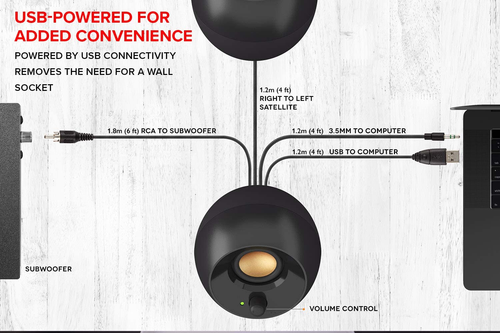Pebble plus 2.1 Usb-Powered Desktop Speakers with Down-Firing Subwoofer and Far- - 第 7/12 張圖片
