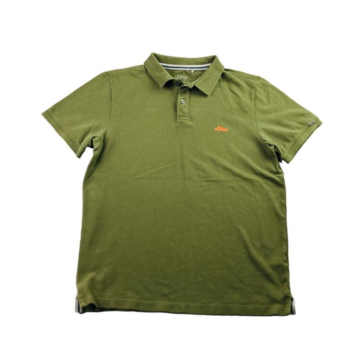 s.Oliver Men's Short Sleeve Polo Shirt Army Green • Medium - Picture 2 of 7
