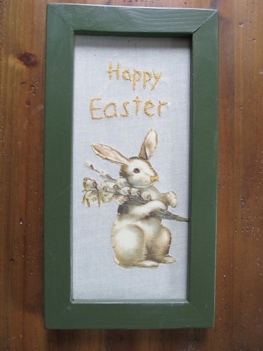 Wanddeko rustikaler Stil Frohe Ostern Hase gerahmt Neu ohne Etikett - Bild 1 von 6