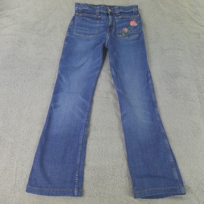Ralph Lauren Jeans Womens 28 Blue Floral Embroidered Jenn Flare