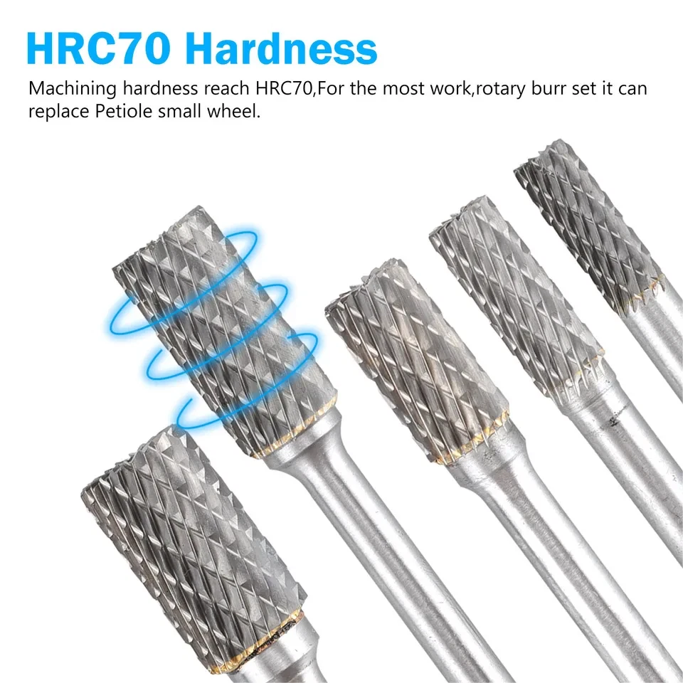 1/4'' Double Cut Tungsten Steel Carbide Rotary Burr Die Grinder Shank Bit Set - Image 2 of 4